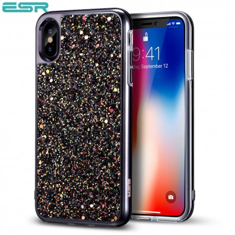 Carcasa ESR Glitter iPhone X, Black