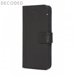 Leather wallet case with magnet closure for iPhone x Decoded black